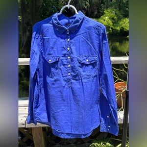 💜 J. CREW Linen Cotton Blend | Popover Top | L